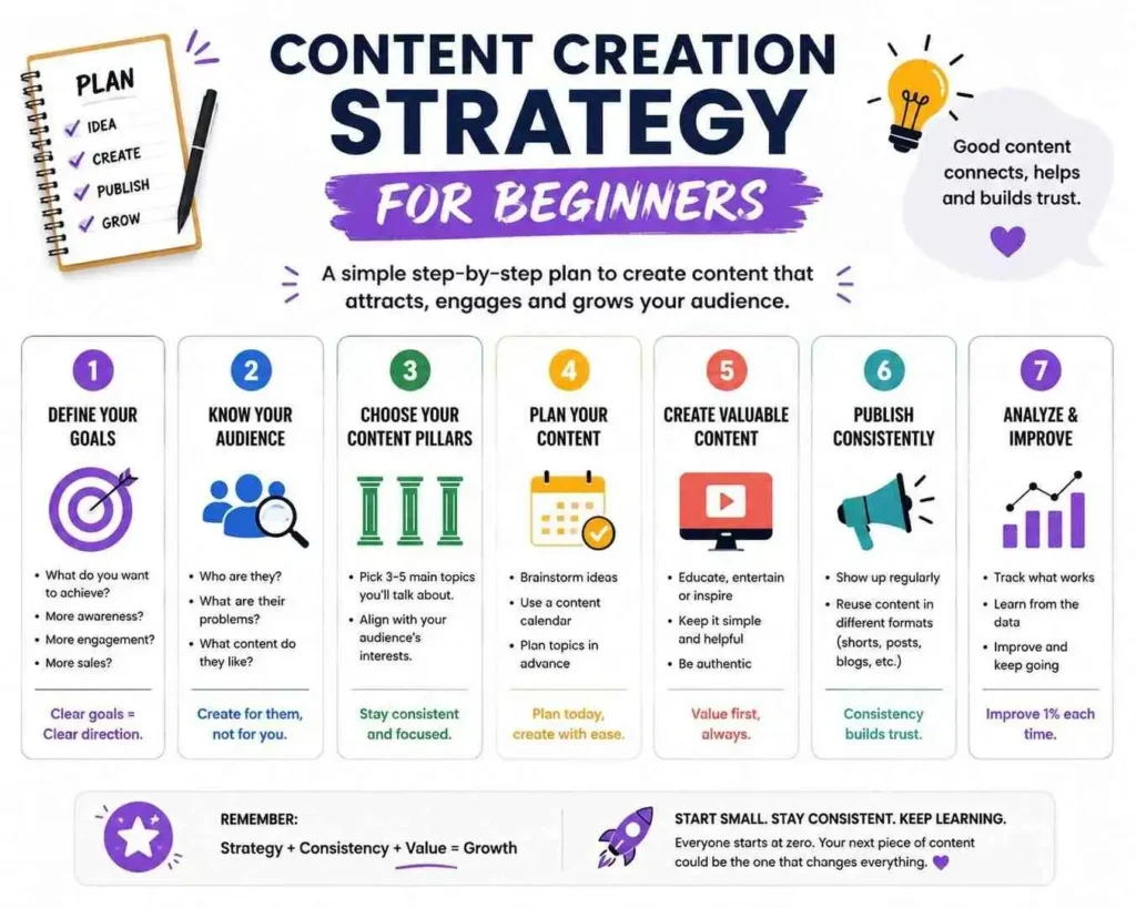 content creation strategy for beginners explaining